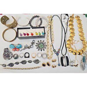 Vintage to Modern Jewelry Lot Brooches Rings Necklaces Bracelets Pendant